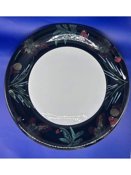 Other - 6 VARM Ceramica Venetian Dinner Plates - Made in Italy - Black Floral Fruit